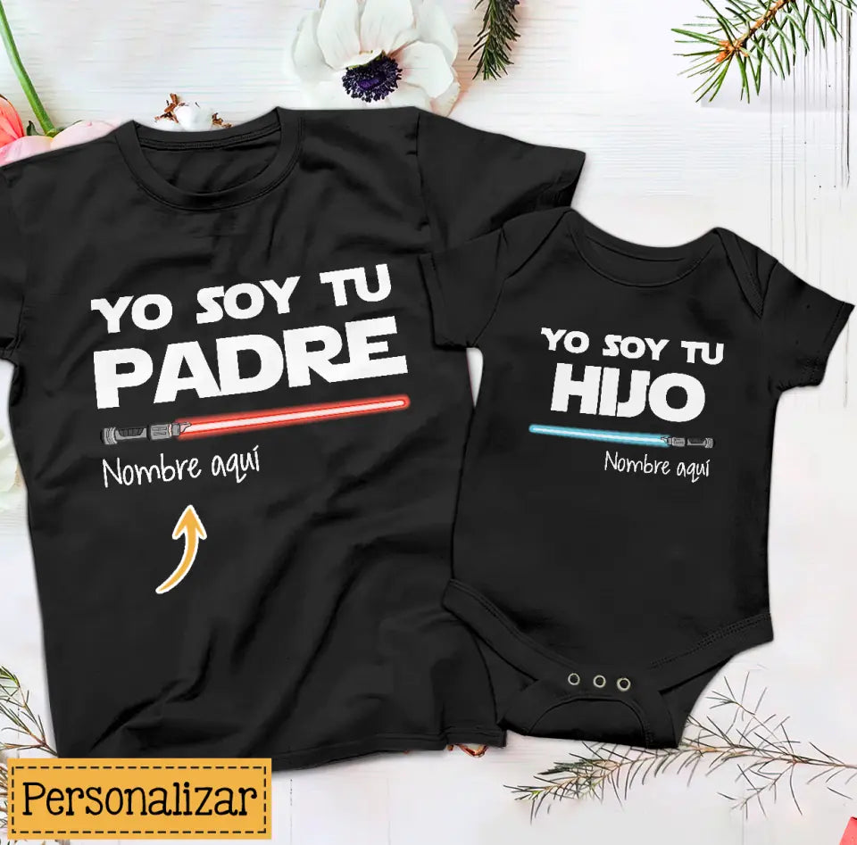 Personnalisez des T-shirts pour papa | Cadeau personnalisé pour le père | Je suis ton père, je suis ton fils, ma fille