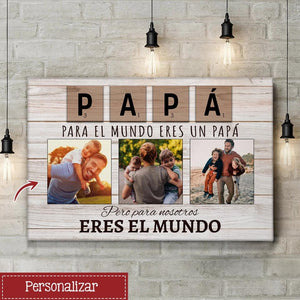 Tela personalizzata per papà | Regalo personalizzato per papà | Papà - Per il mondo sei papà, ma per noi sei il mondo