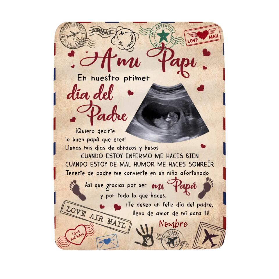 Personalizar Mantas Polar Para Papá | Personalizado Regalo Para Padre | A mi papi En nuestro primer