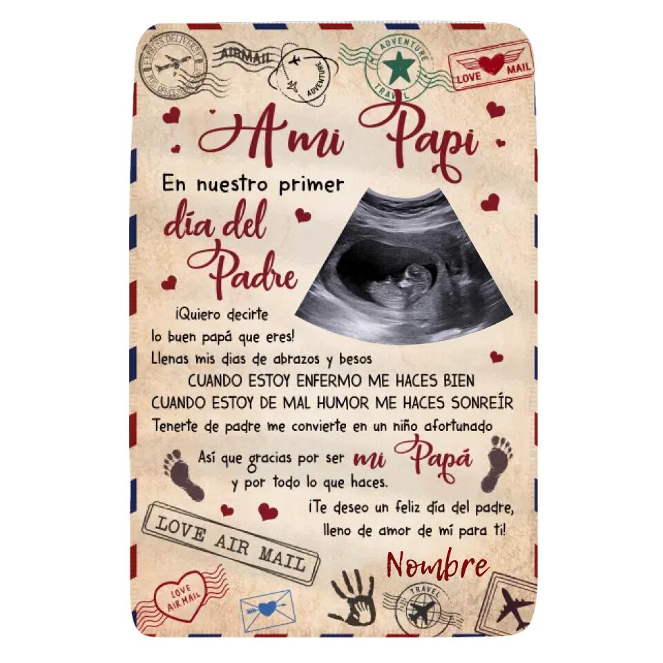 Personalizar Mantas Polar Para Papá | Personalizado Regalo Para Padre | A mi papi En nuestro primer
