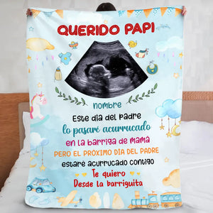 Personalizar Mantas Polar Para Papá | Personalizado Regalo Para Padre | Querido papi Este Día Del Padre lo pasaré acurrucado