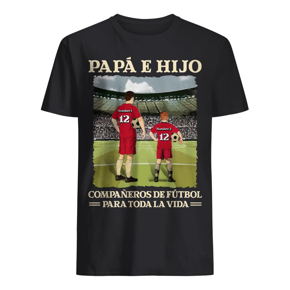 Personalizza magliette per papà | Regalo personalizzato per papà | Papà e figlio/a Partner di calcio per la vita