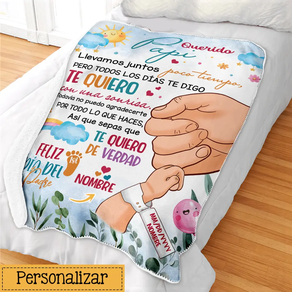 Personalizar Mantas Polar Para Papá | Personalizado Regalo Para Padre | Todos los días te digo te quiero con una sonrisa