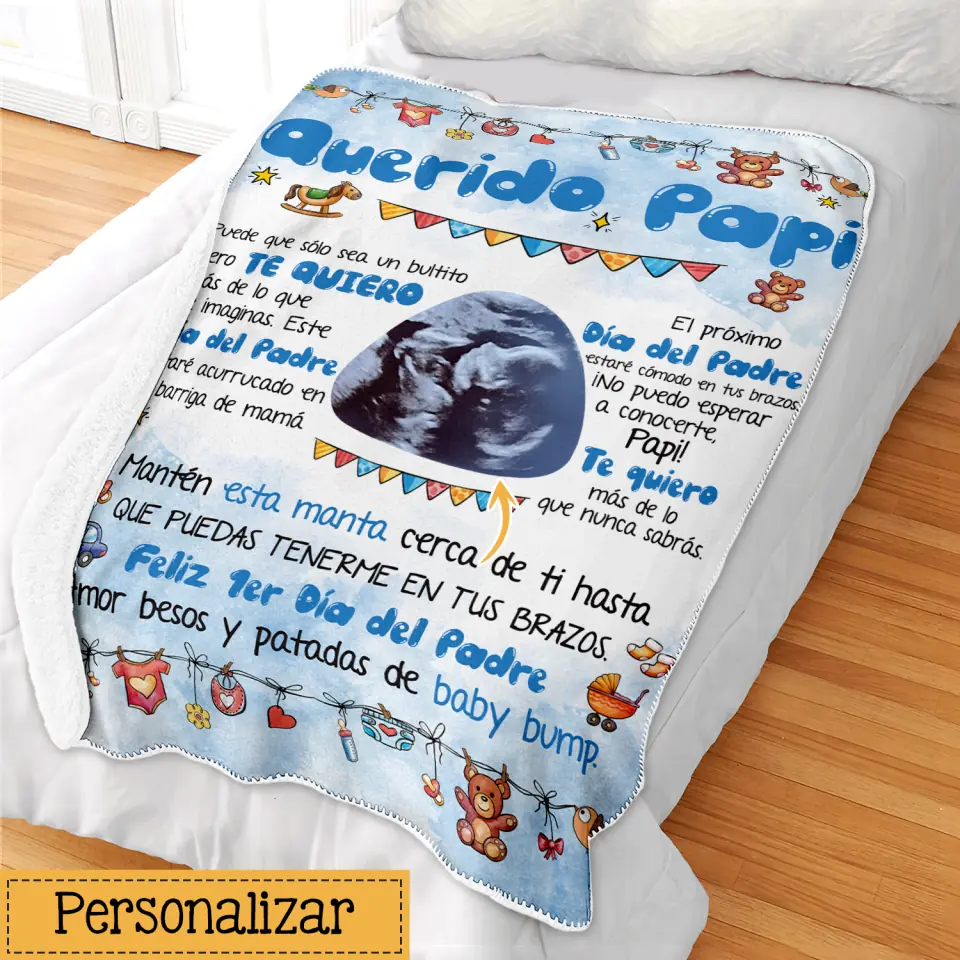 Personalizar Mantas Polar Para Papá | Personalizado Regalo Para Padre | Querido Papi de baby bump