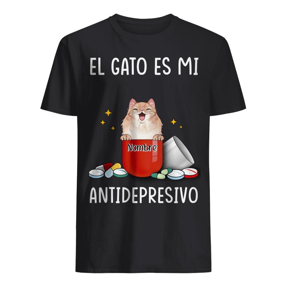 Le chat est mon antidépresseur, T-shirt unisexe personnalisable pour les amoureux des chats
