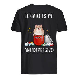El gato es mi  antidepresivo, Personalizable Camiseta unisex para los amantes de los gatos
