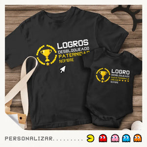 Personalizar Camisetas Para Papá | Personalizado Regalo Para Padre | Logros desbloqueado