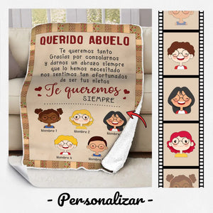 Personalizar Mantas Polar Para Abuelo | Personalizado Regalo Para Abuelo | Nos sentimos tan afortunados de ser tus nietos Te queremos