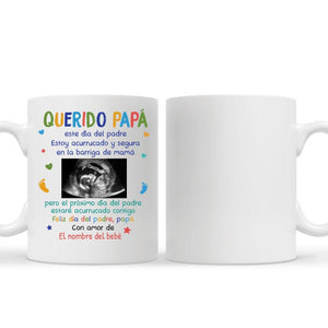 Taza Personalizada Para Papá | Personalizado Regalos Para Papá | Estoy acurrucado y segura en la barriga de mamá