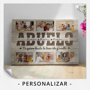 Lienzo Personalizado Para Abuelo | Personalizado Regalo Para Abuelo | Abuelo Te quiero hasta la luna