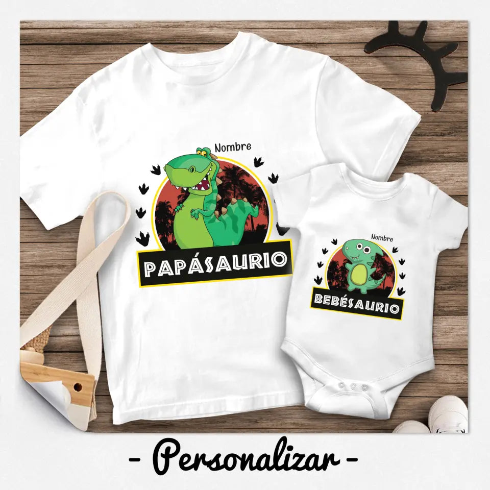 Personalizza magliette per la famiglia | Regalo personalizzato per la famiglia | papasauro