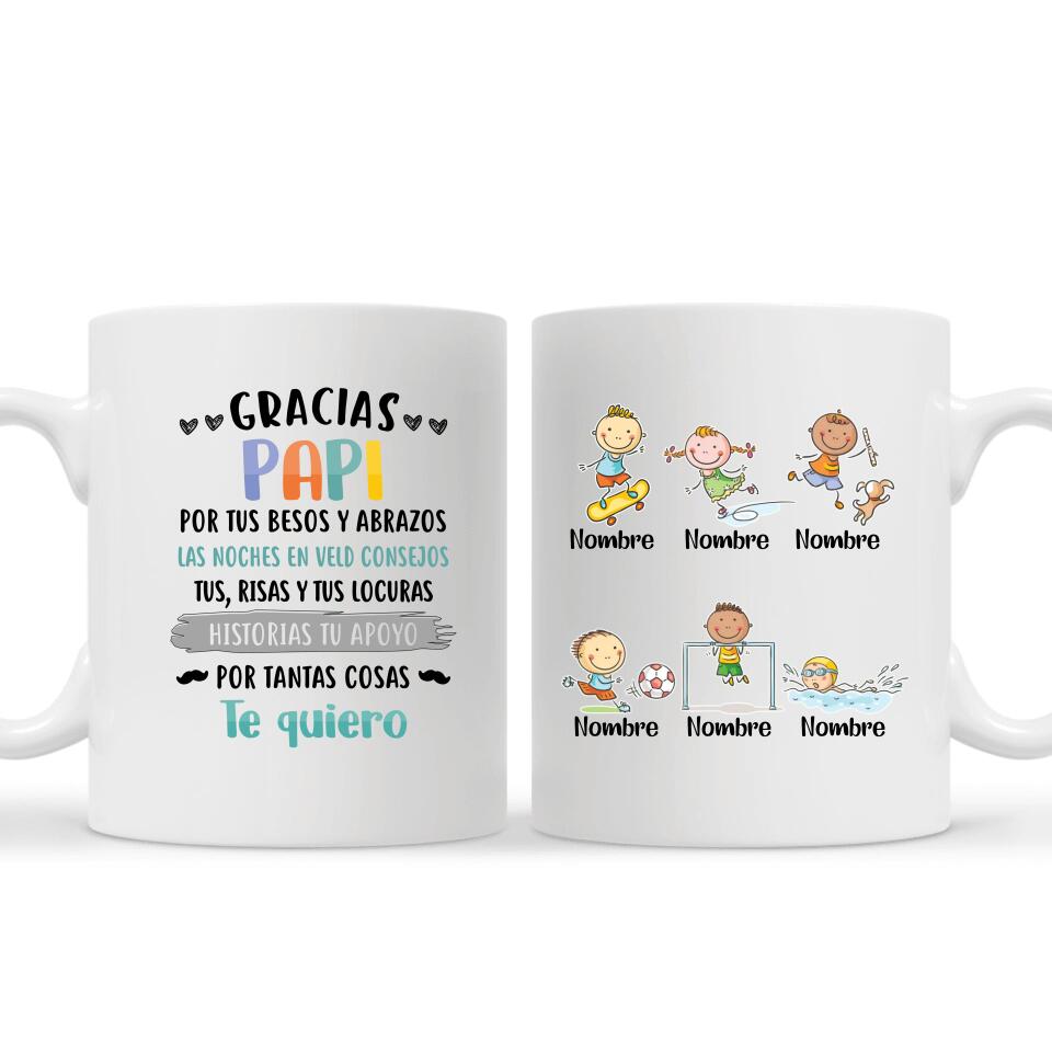 Taza Personalizada Para Papá | Personalizado Regalo Para Padre | Papá Abuelo Por tus besos y abrazos