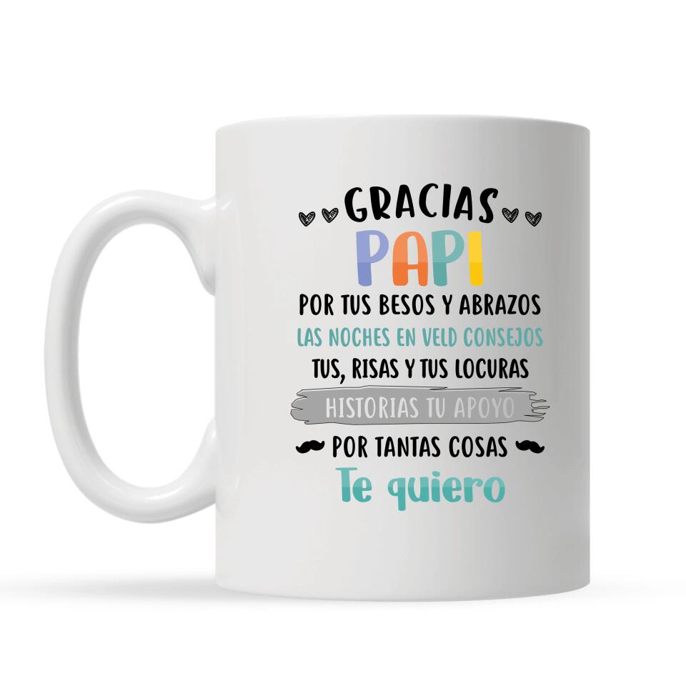 Taza Personalizada Para Papá | Personalizado Regalo Para Padre | Papá Abuelo Por tus besos y abrazos