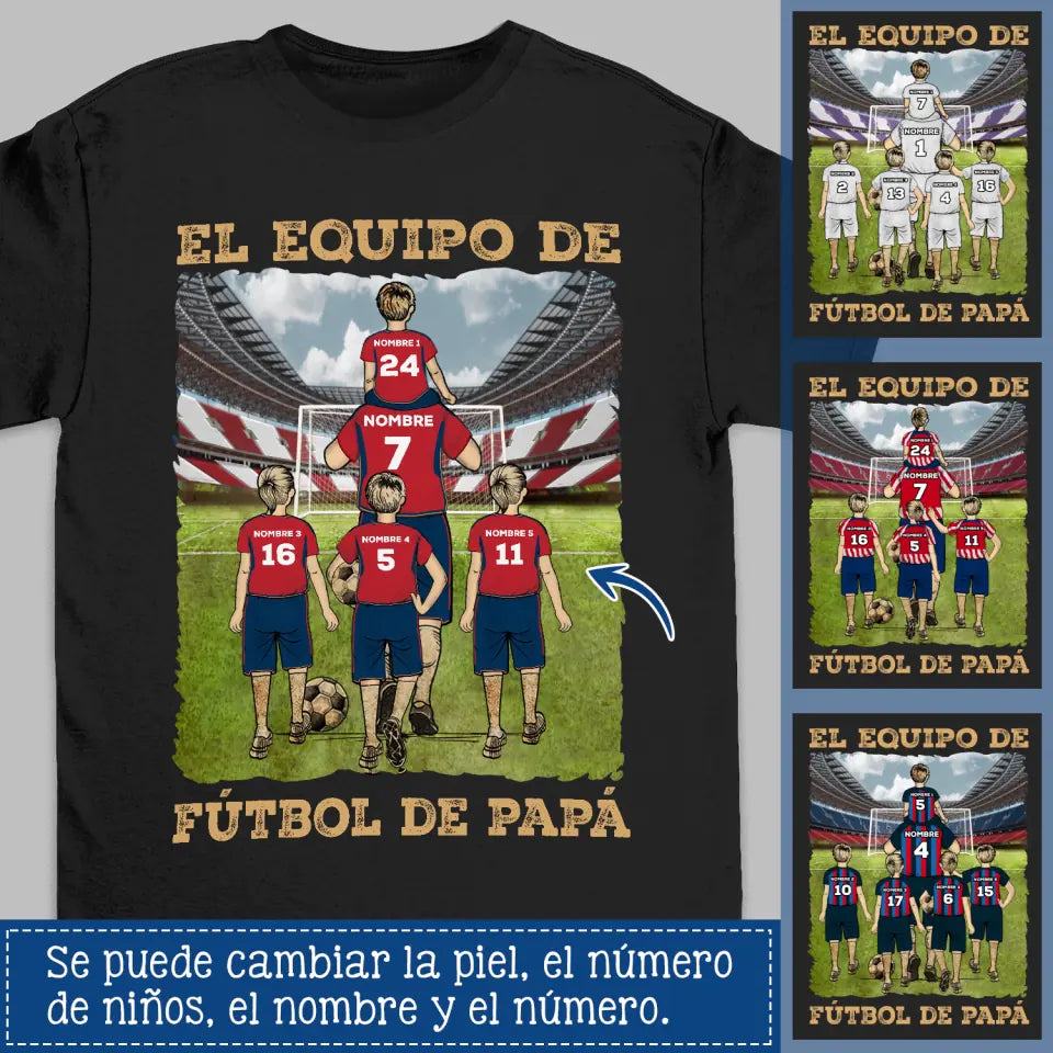 Personnalisez des T-shirts pour papa | Cadeaux personnalisés pour le père | L'équipe de football préférée de papa