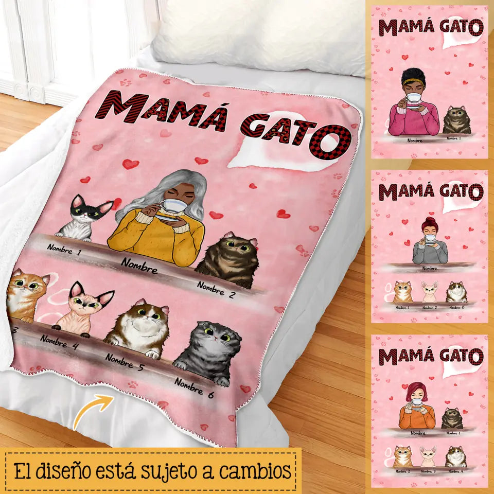 Personalizar Mantas Polar Para Los Amantes De Los Gatos | Personalizado Regalo Para Los Amantes De Los Gatos | Mamá Gato