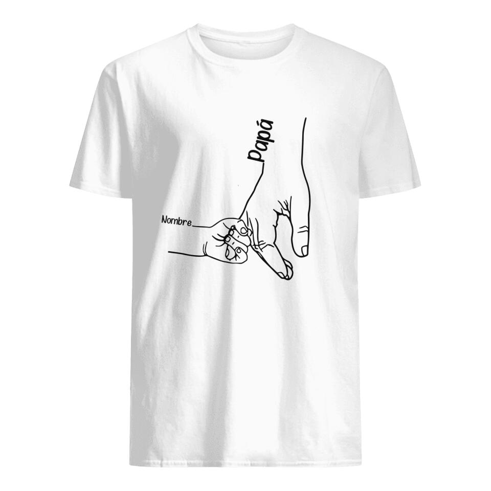 Personnalisez des T-shirts pour papa | Cadeaux personnalisés pour le père| Papa grand-père enfants lien à la main T-Shirt blanc