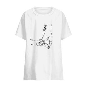 Personalizar Camisetas Para Papá | Personalizado Regalos Para Padre| Enlace de la mano de los niños del abuelo del papá camiseta blanca