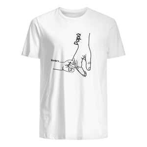 Personnalisez des T-shirts pour papa | Cadeaux personnalisés pour le père| Papa grand-père enfants lien à la main T-Shirt blanc