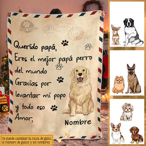 Personalizar Mantas Polar Para Amantes de los perros | Personalizado Regalo Para Amantes de los perros | Eres El Mejor Papá Perro Del Mundo