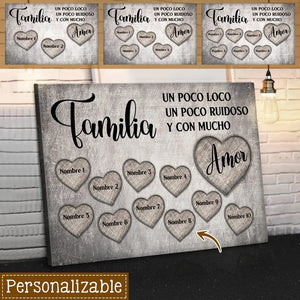 Lienzo Personalizado Para Familia | Personalizado Regalo Para Familia | Familia Un Poco Loco Un Poco Ruidoso Y Con Mucho Amor