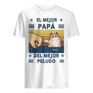 Personnalisez des T-shirts pour les amoureux des chats | Cadeau personnalisé pour les amoureux des chats | Le meilleur papa du meilleur poilu 