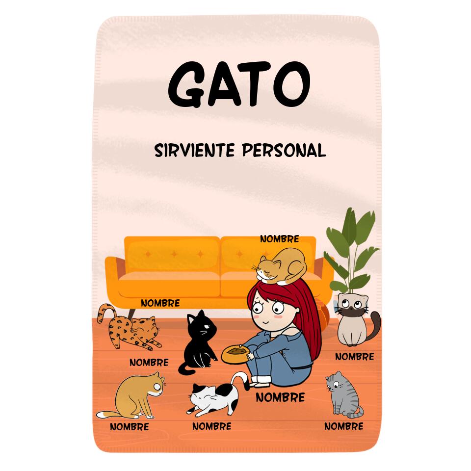 Personalizar Mantas Polar Para Amante de los gatos | Personalizado Regalo Para Amantes de los gatos | Gato Sirviente Personal