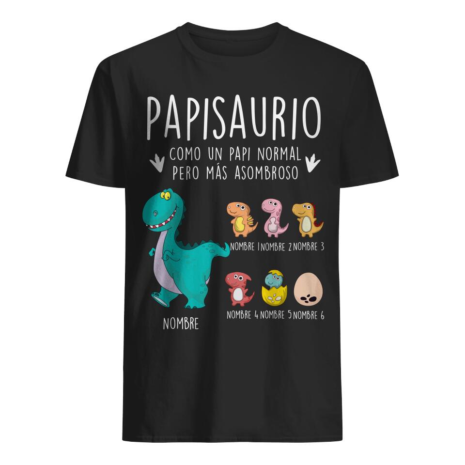 Personnalisez des T-shirts pour papa | Cadeau personnalisé pour le père | Tee shirt Papasaure noir