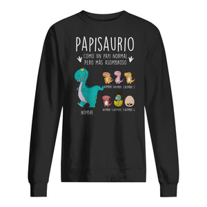 Personnalisez des T-shirts pour papa | Cadeau personnalisé pour le père | Tee shirt Papasaure noir