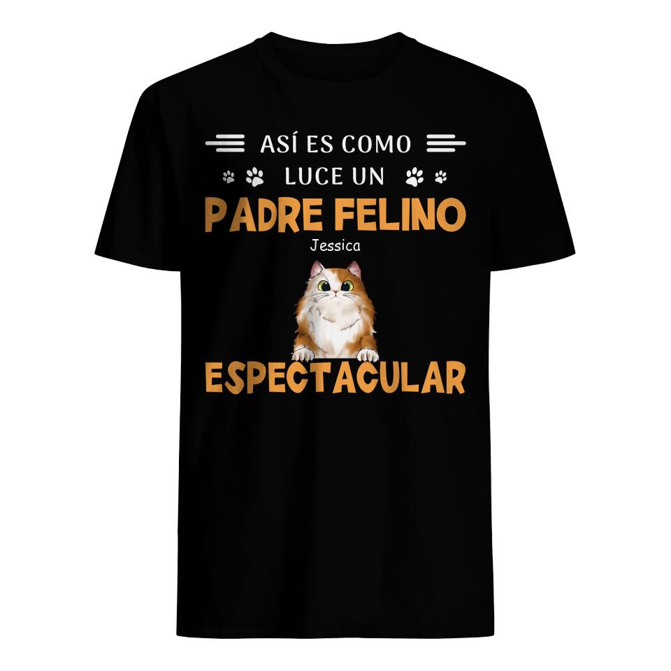 Personalizar Camisetas Para Amantes De Los Gatos | Personalizado Regalos Para Amantes De Los Gatos | Así Es Como Luce Un Padre Felino Espectacular