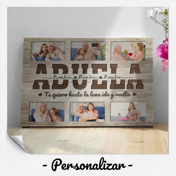 Lienzo Personalizado Para Abuela | Personalizado Regalo Para Abuela | Te quiero hasta la luna ida y vuelta