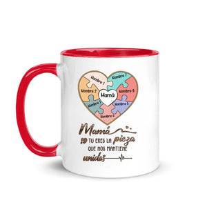 Tasse personnalisée pour maman | Cadeau personnalisé pour la mère | Maman, tu es la pièce qui nous unit.