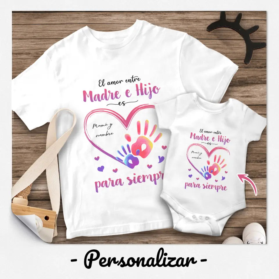 Personalizar Camisetas Para Nueva Mamá | Personalizado Regalo Para Mamás Primerizas | El amor entre Madre e Hija/Hijo para siempre