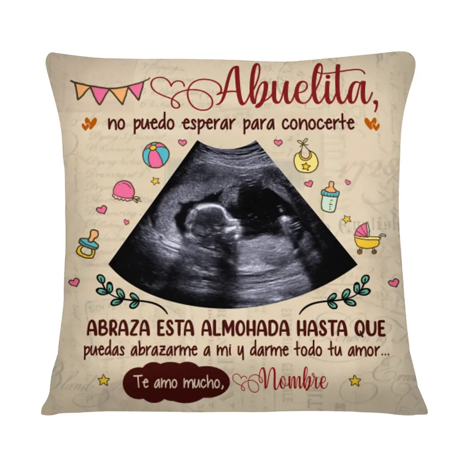 Cojines Personalizados Para Abuela | Personalizado Regalo Para Abuela | Abuelita, No Puedo Esperar para Conocerte