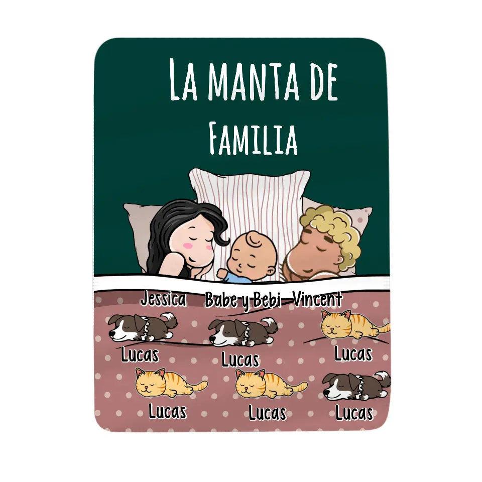 Personalizar Mantas Polar Familia Papá Mamá Bebé | Personalizado Regalos Para Amante De Los Animales | Familia La Manta De Tú Y Yo Perro Gato