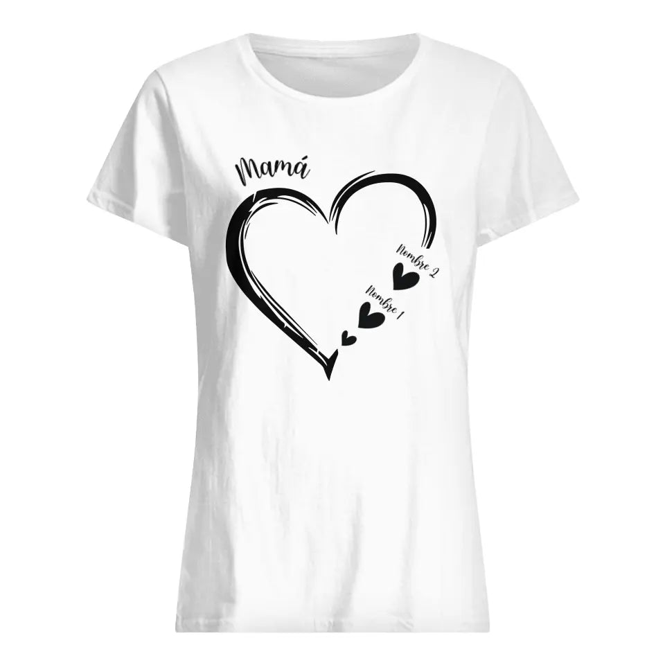 Personnalisez des T-shirts pour maman | Cadeau personnalisé pour la mère | Le coeur de maman