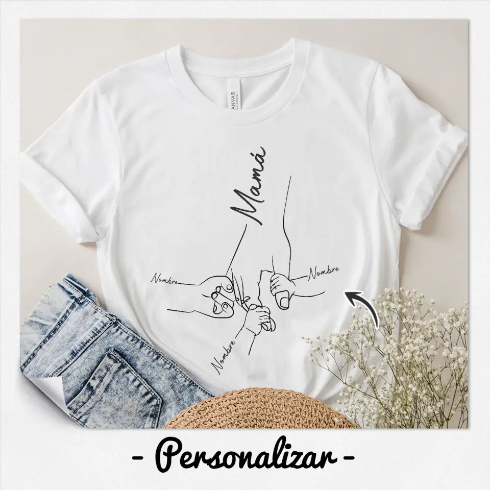 Personalizar Camisetas Para Mamá | Personalizado Regalos Para Madre | Manos niños mamá