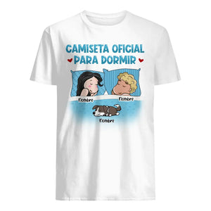 Personalizar Camisetas Para Amantes De Los Perros Amantes De Los Gatos | Personalizado Regalos Para Amante De Los Animales | Camiseta Oficial Para Dormir Couple