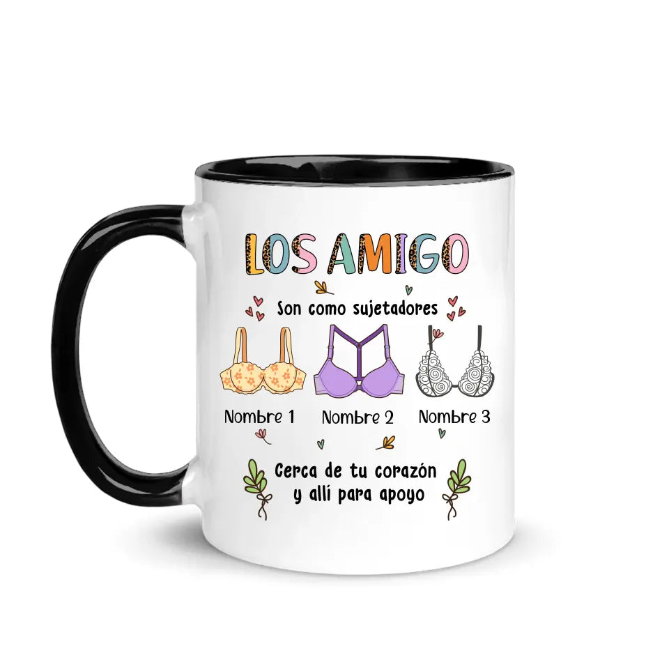 Taza Personalizada Para Mejor amiga | Personalizado Regalo Para Amiga | Los amigos son como sujetadores Cerca de tu corazón y allí para apoyo