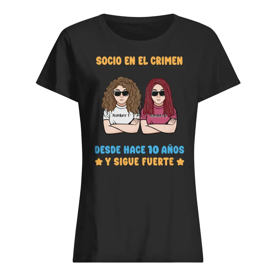 Personalizar Camisetas Para Amigas | Personalizado Regalo Amiga | Socio en el crimen Desde hace 10 años