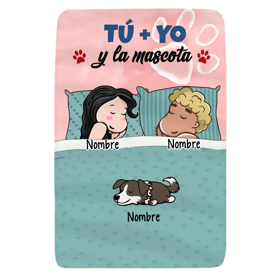 Personalizza coperte in pile per gli amanti degli animali | Regalo personalizzato per amante dei cani | Tu, io e l'animale domestico