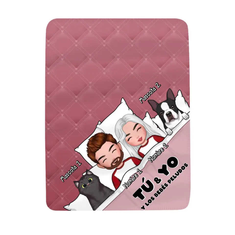 Personalizar Mantas Polar Para Pareja | Personalizado Regalo Para Pareja | Tú & yo y los bebés peludos