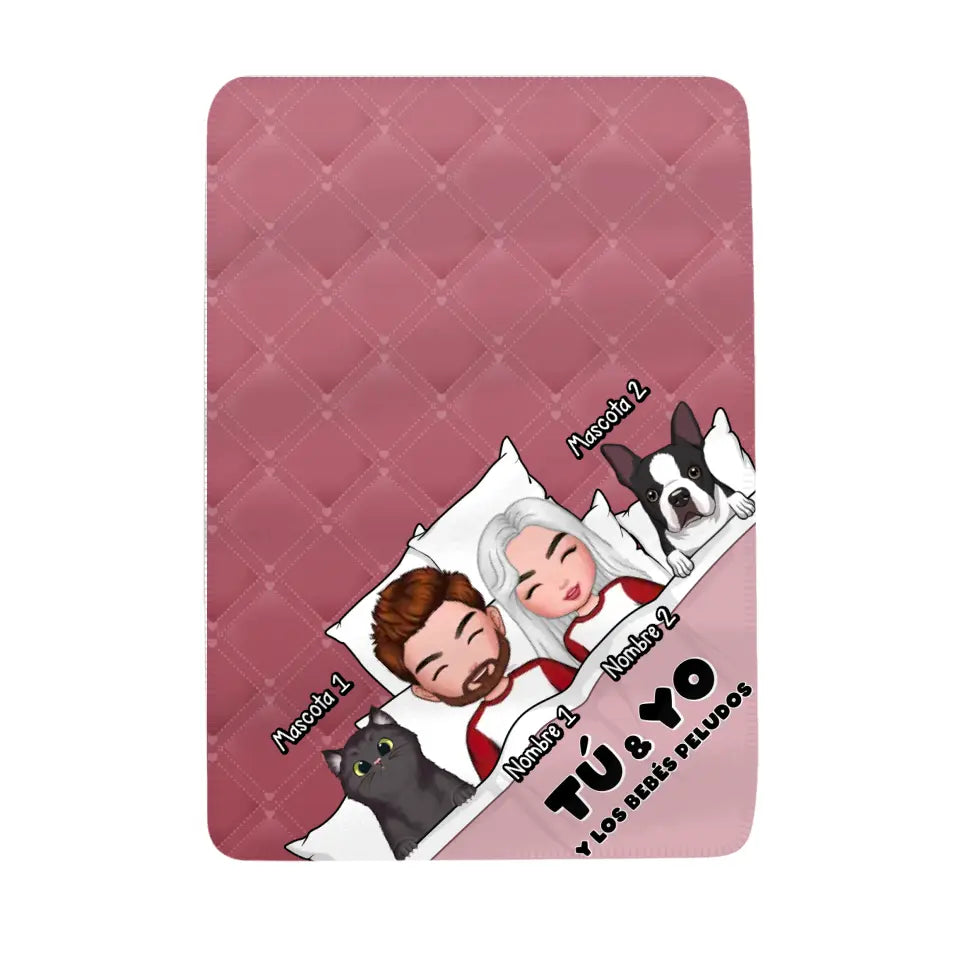 Personalizar Mantas Polar Para Pareja | Personalizado Regalo Para Pareja | Tú & yo y los bebés peludos