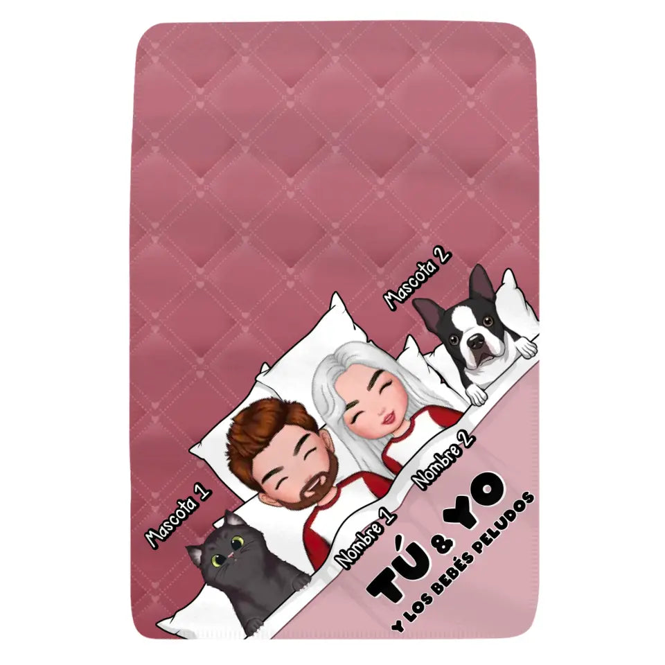 Personalizar Mantas Polar Para Pareja | Personalizado Regalo Para Pareja | Tú & yo y los bebés peludos