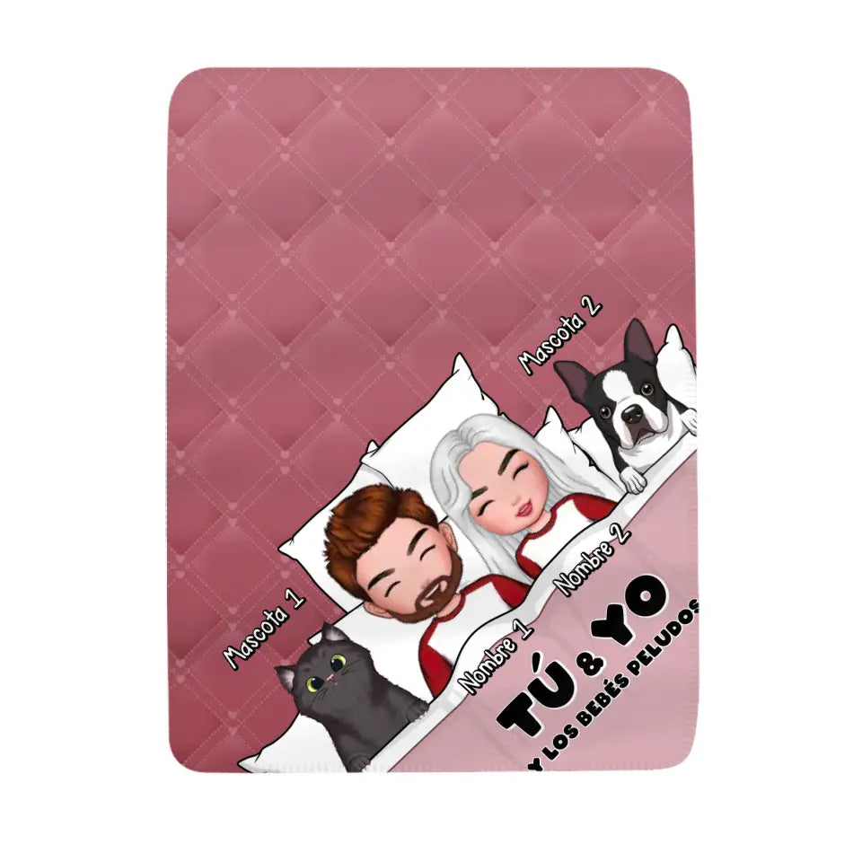 Personalizar Mantas Polar Para Pareja | Personalizado Regalo Para Pareja | Tú & yo y los bebés peludos