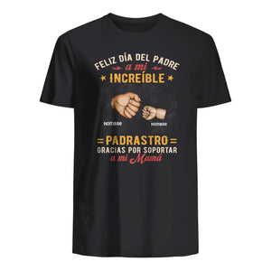 Personalizar Camisetas Para Bonus Papá | Feliz día del padre a mi increíble padrastro