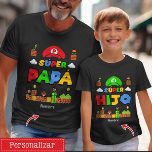 Personnalisez le T-shirt assorti pour papa et enfant | Super Papa et son fils sa fille