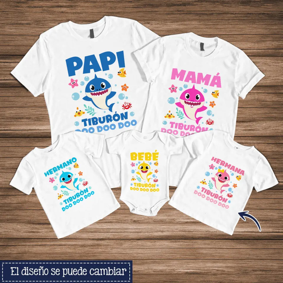 Personalizar Camisetas Para Papá | Papá Mamá tiburón y familia