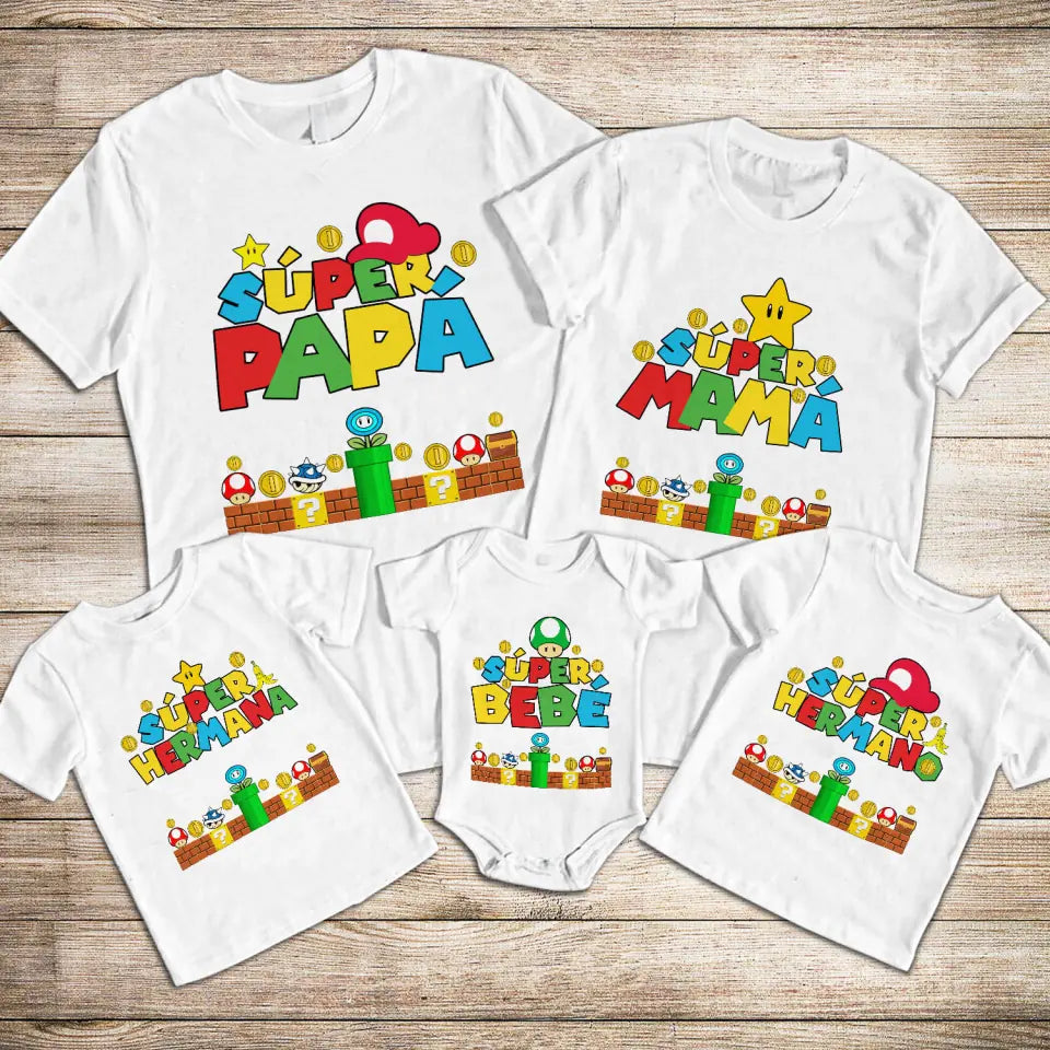 T-shirt familial assorti | Super papa super frère super soeur