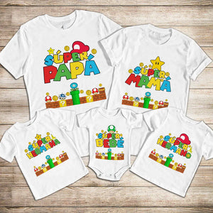 T-shirt familial assorti | Super papa super frère super soeur