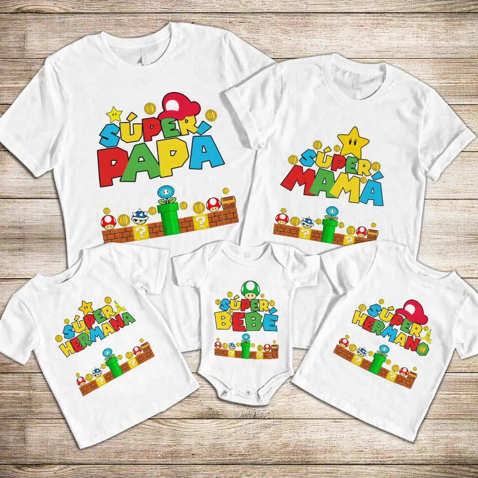 Camiseta a juego para la familia | Súper papá súper hermano súper hermana